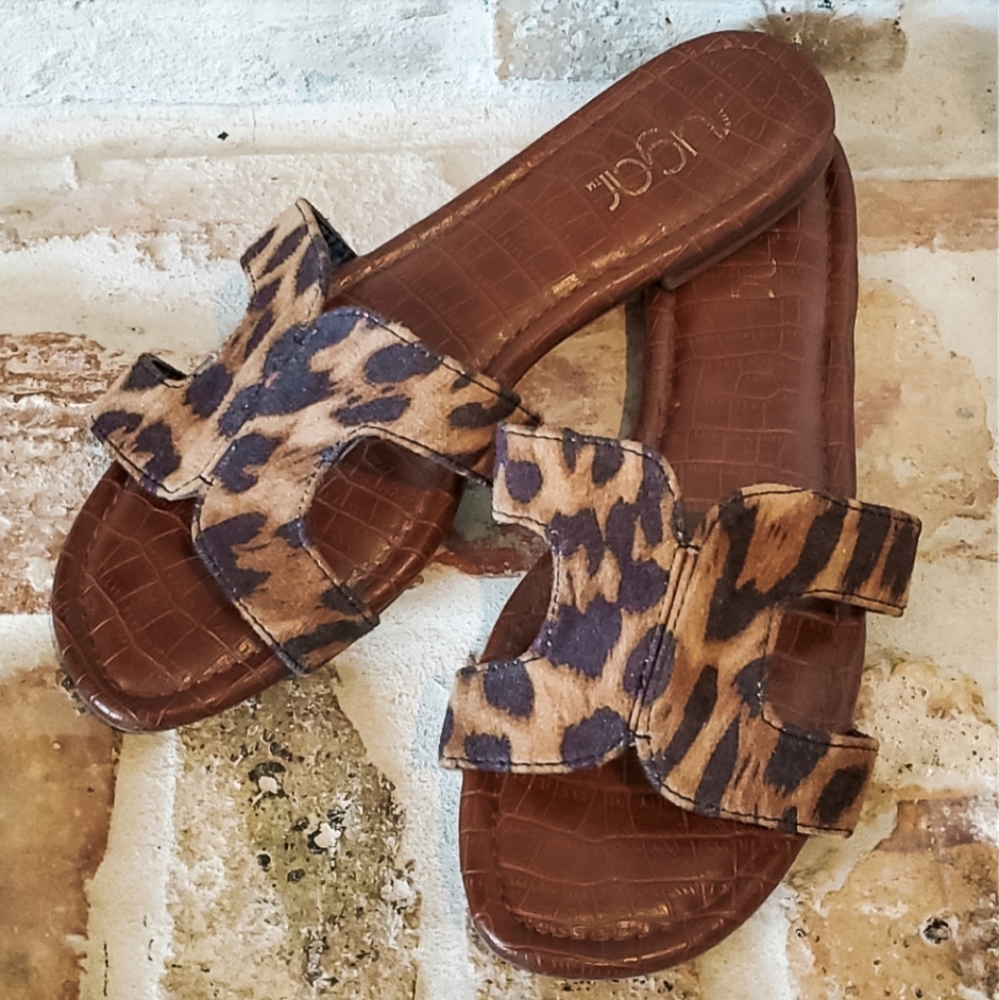 Sugar Leopard Print Ofelia Slip On Sandals